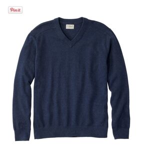 L.L. Bean Classic NAVY Cotton Sweater Pullover V-Neck Men's size XL Tall LT
